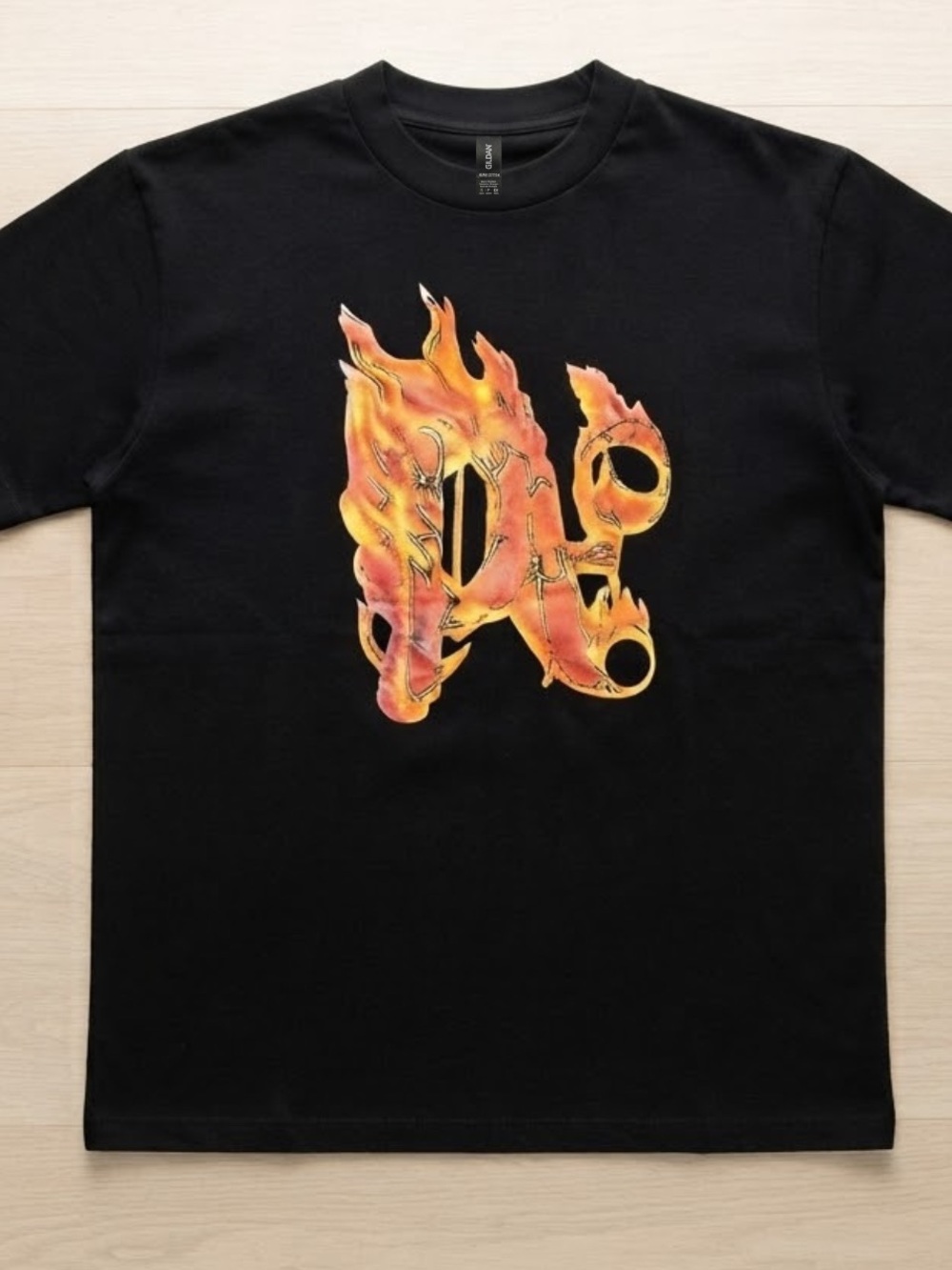 Gildan Black Tee with  Orange Graphic